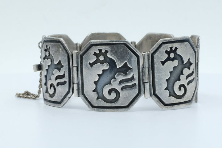 Sterling Silver Pedro Castillo Seahorse Panel Bracelet