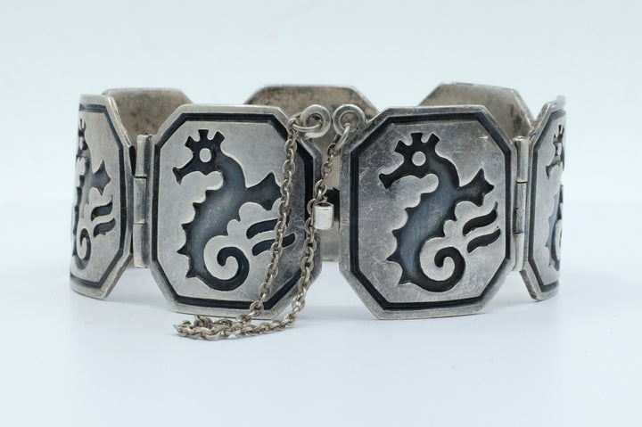 Sterling Silver Pedro Castillo Seahorse Panel Bracelet