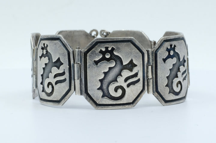 Sterling Silver Pedro Castillo Seahorse Panel Bracelet