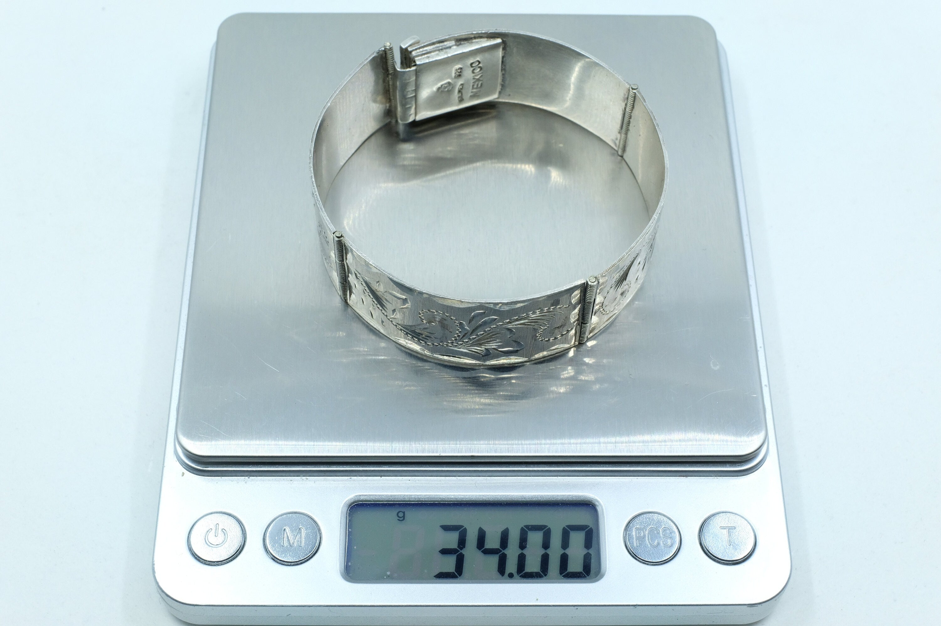 Sterling Silver Etched Panel Bracelet