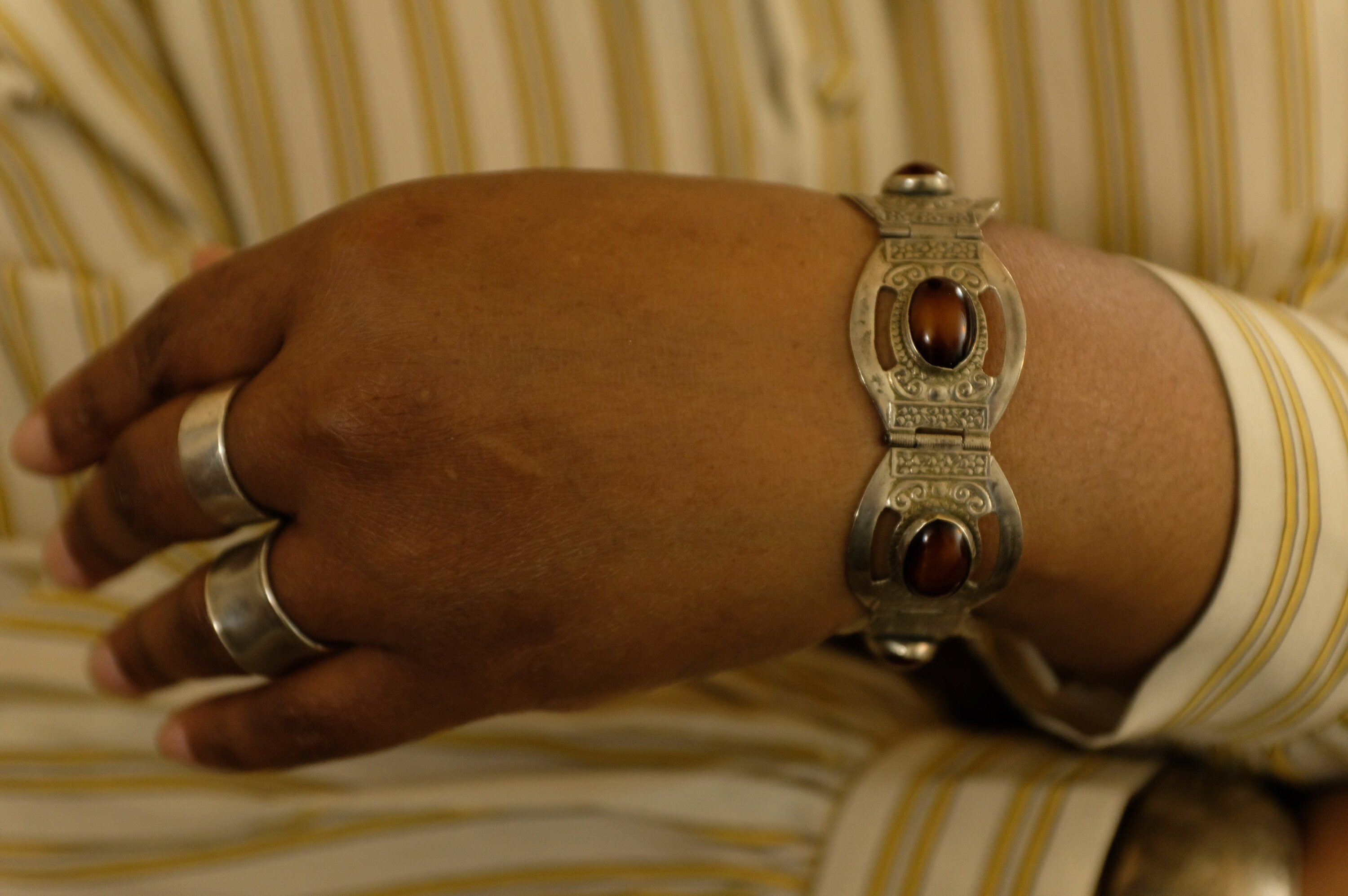 Sterling Silver Tiger's Eye Panel Bracelet