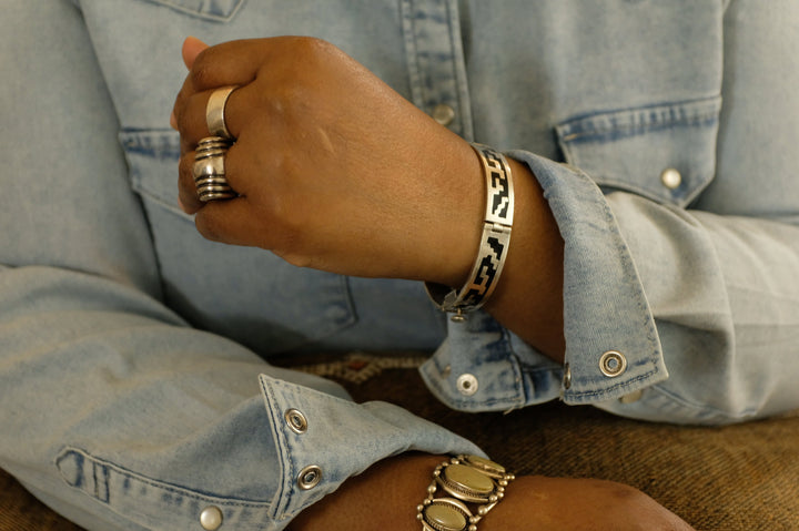 Sterling Silver Onyx Inlay Bracelet