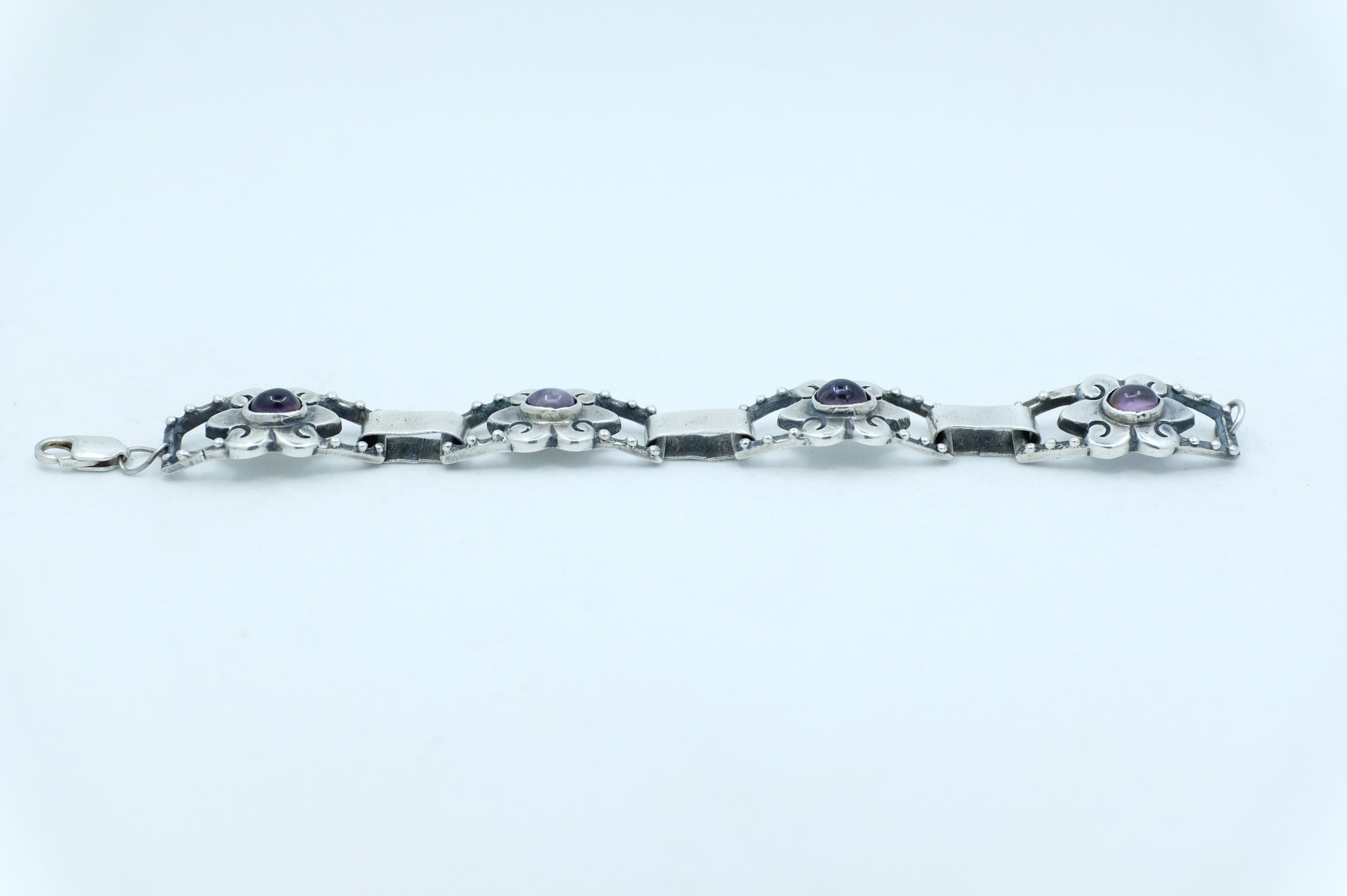 Silver Amethyst Panel Bracelet