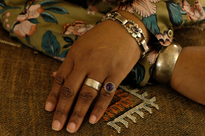 Silver Amethyst Panel Bracelet