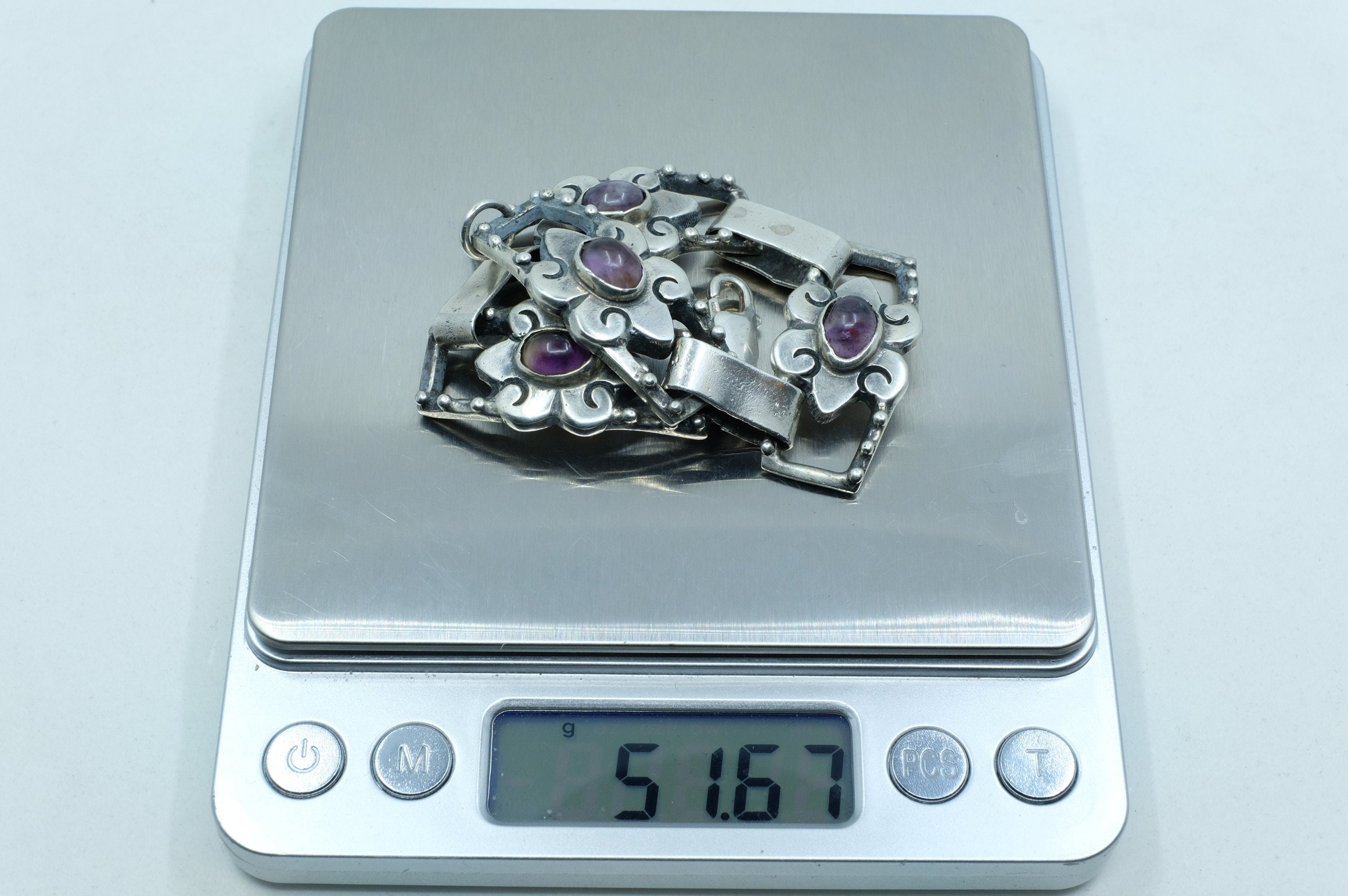 Silver Amethyst Panel Bracelet