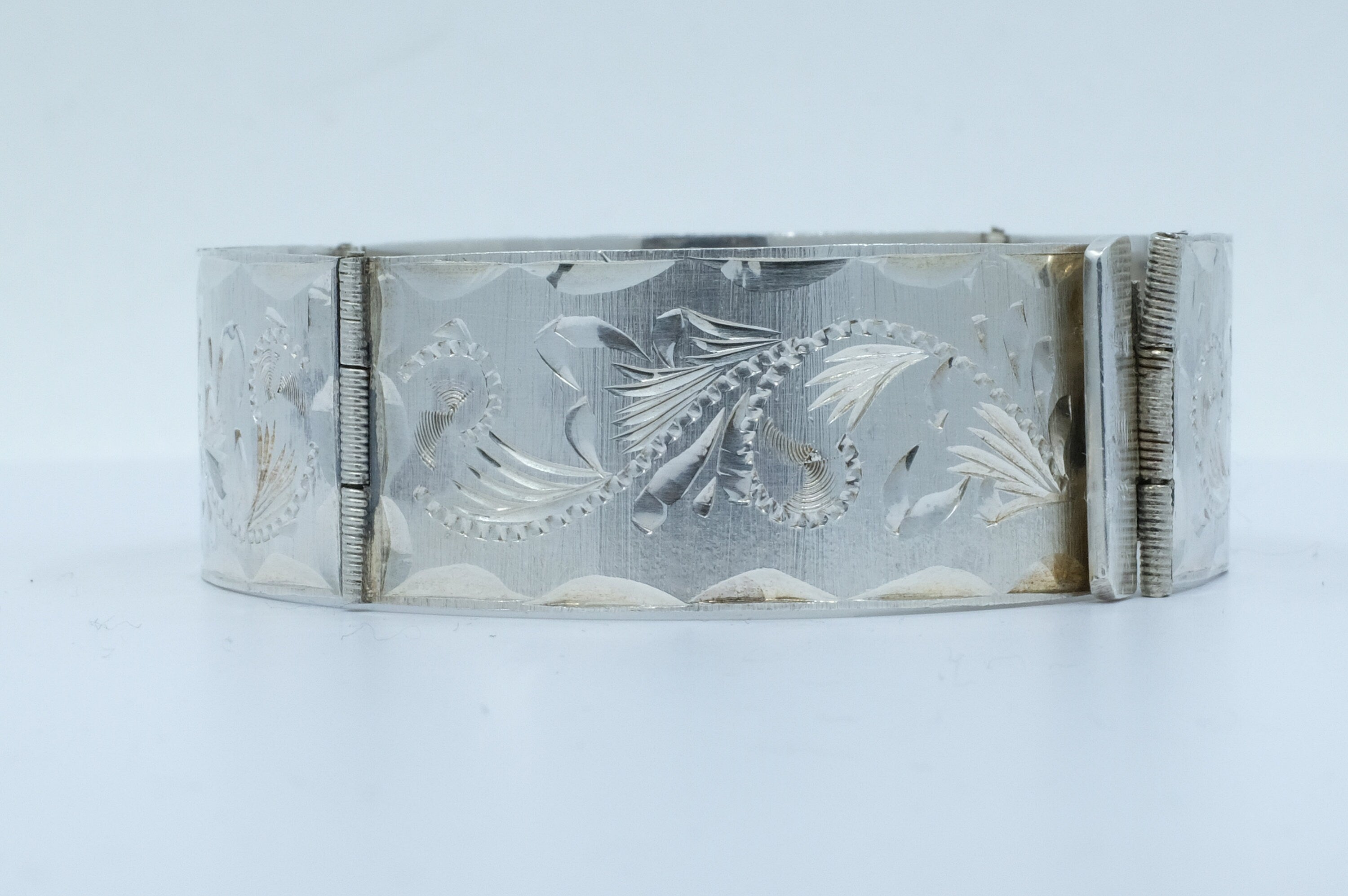 Sterling Silver Etched Panel Bracelet