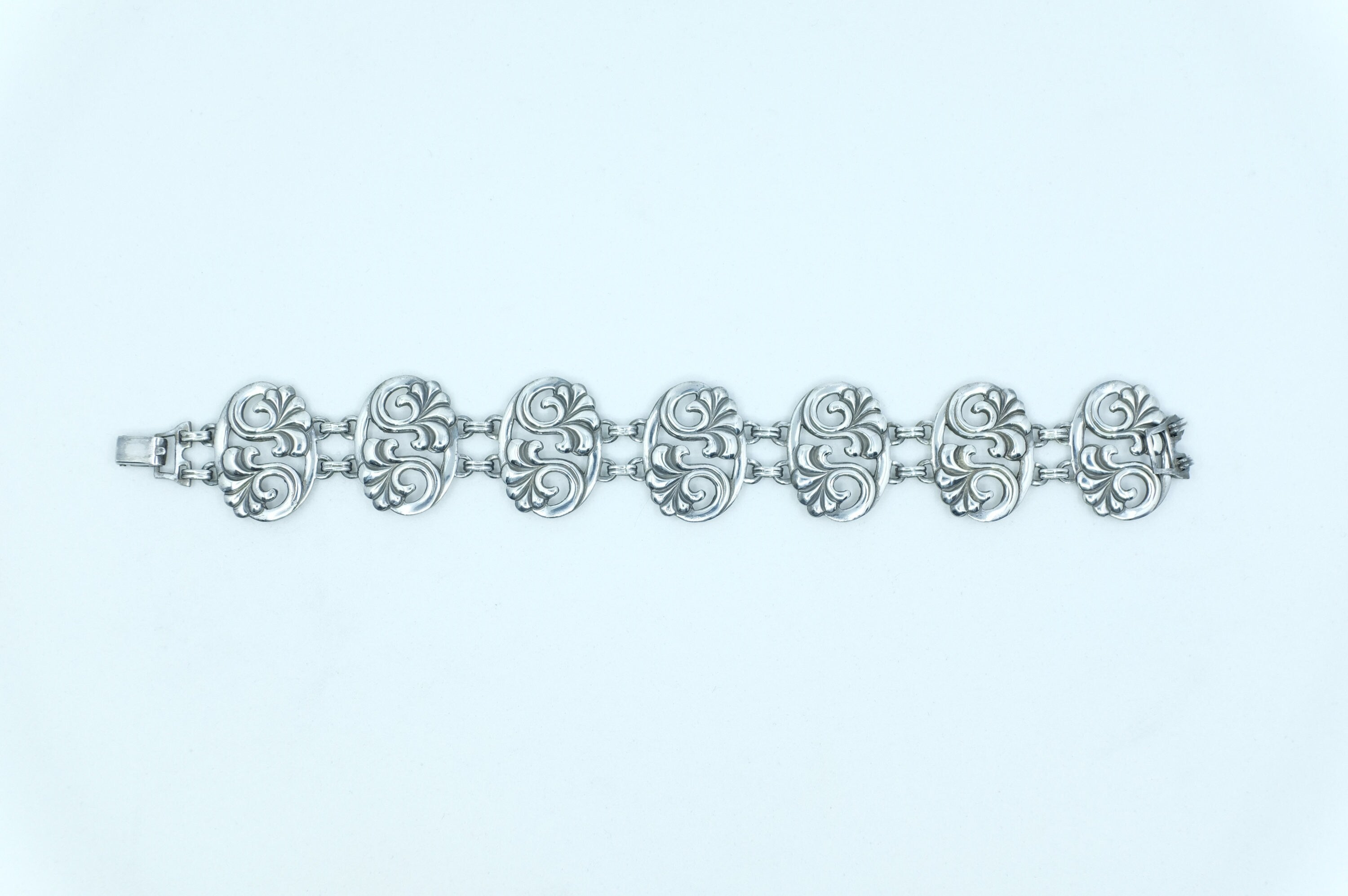 Sterling Silver Art Nouveau Panel Bracelet