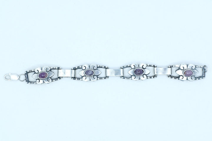 Silver Amethyst Panel Bracelet