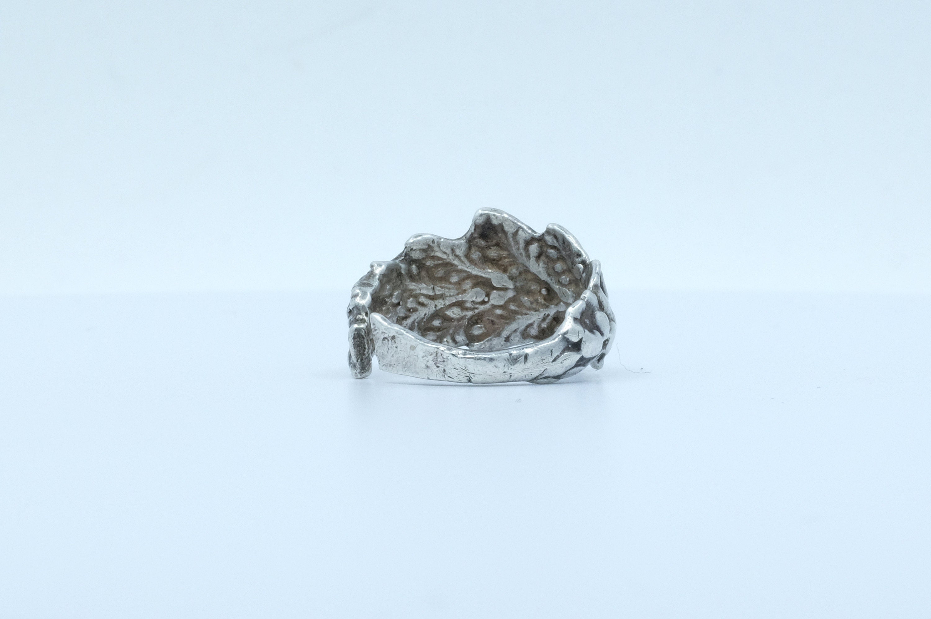 Sterling Silver Foliate Motif Spoon Ring