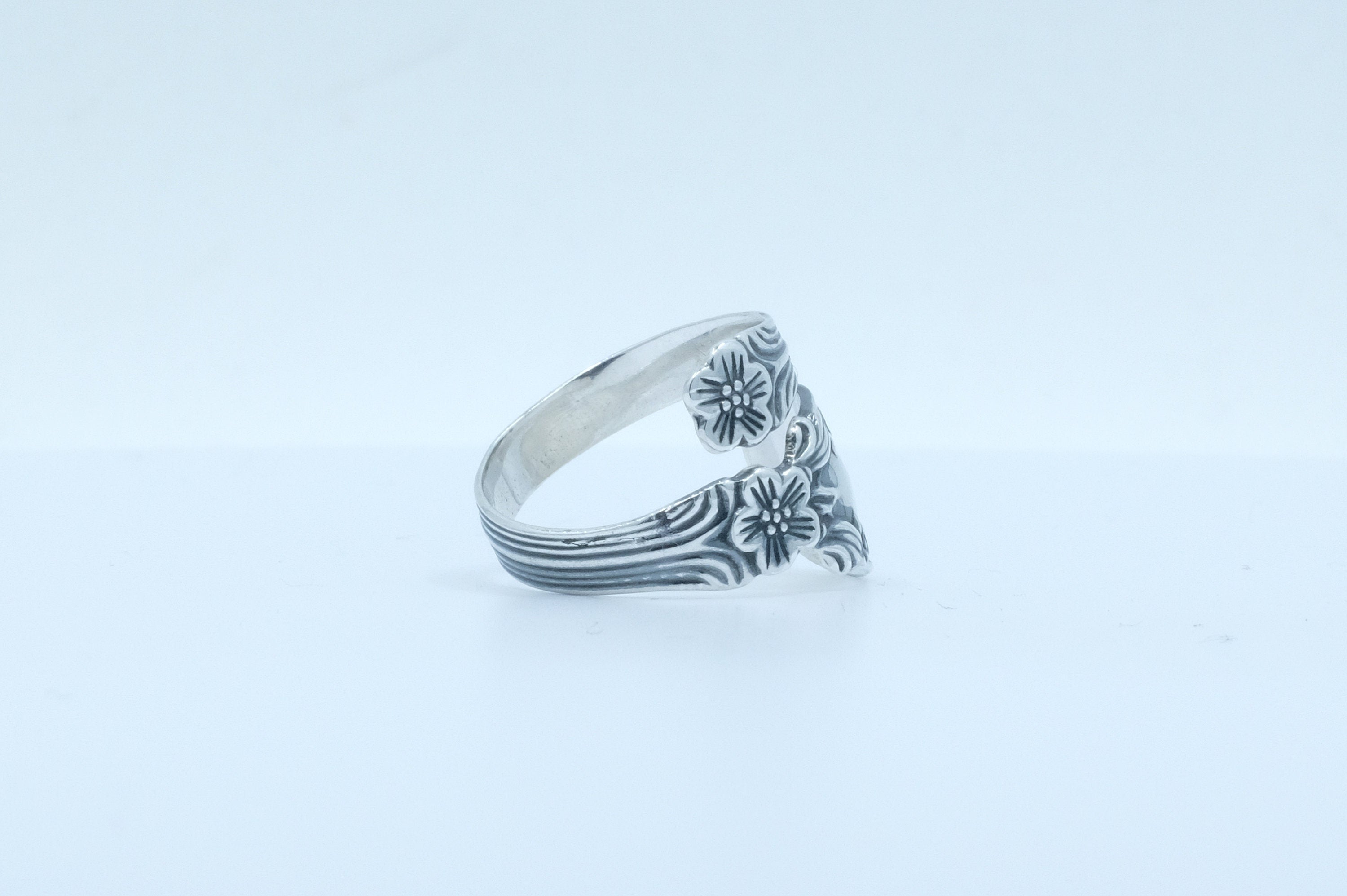 Sterling Silver Floral Spoon Ring