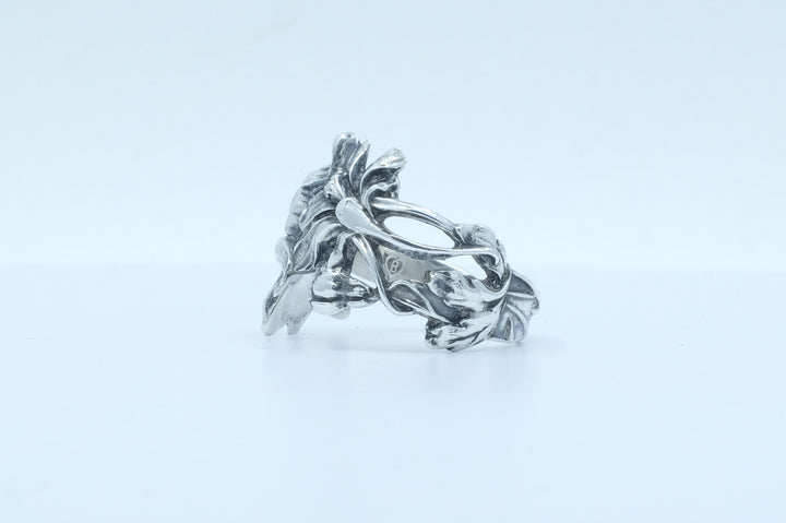 Sterling Silver Floral Motif Spoon Ring