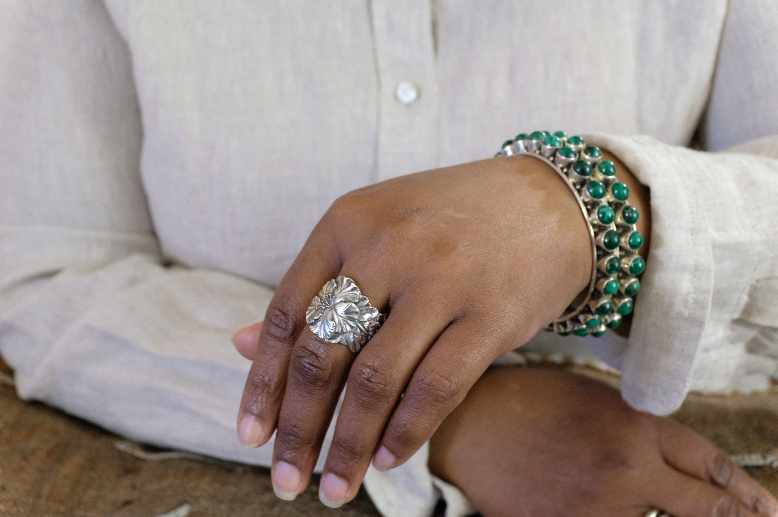 Sterling Silver Rhododendron Flower Spoon Ring