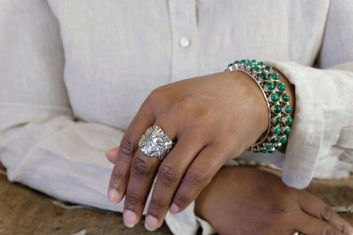 Sterling Silver Rhododendron Flower Spoon Ring