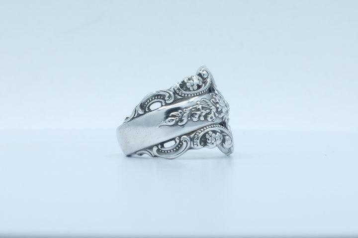 Sterling Silver Baroque Motif Spoon Ring