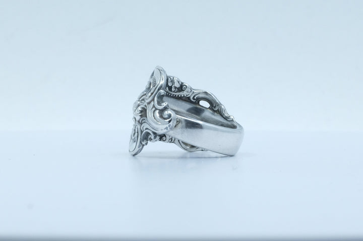 Sterling Silver Baroque Motif Spoon Ring