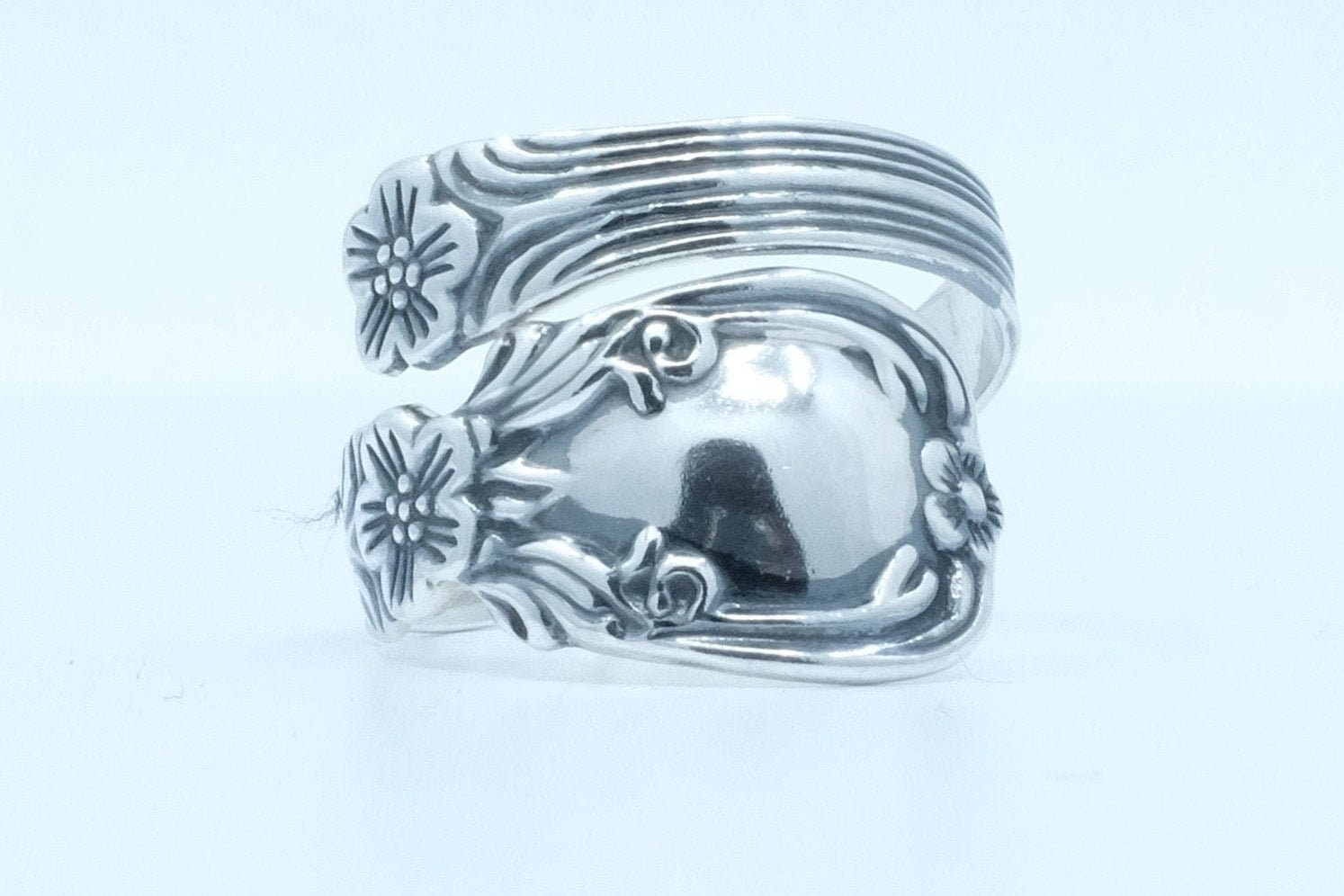 Sterling Silver Floral Spoon Ring