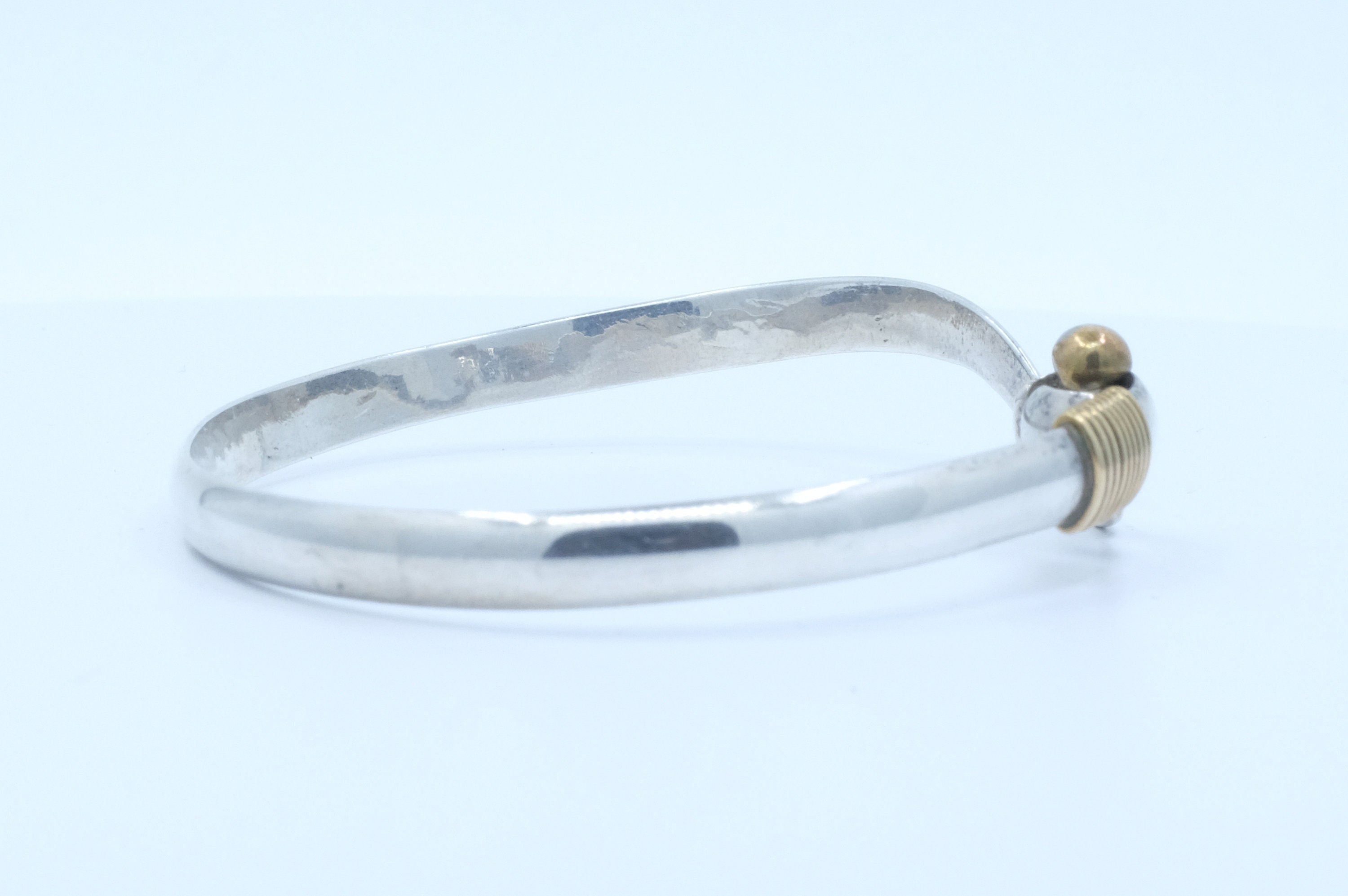 Sterling Silver and Brass Accented Bangle Bracelet