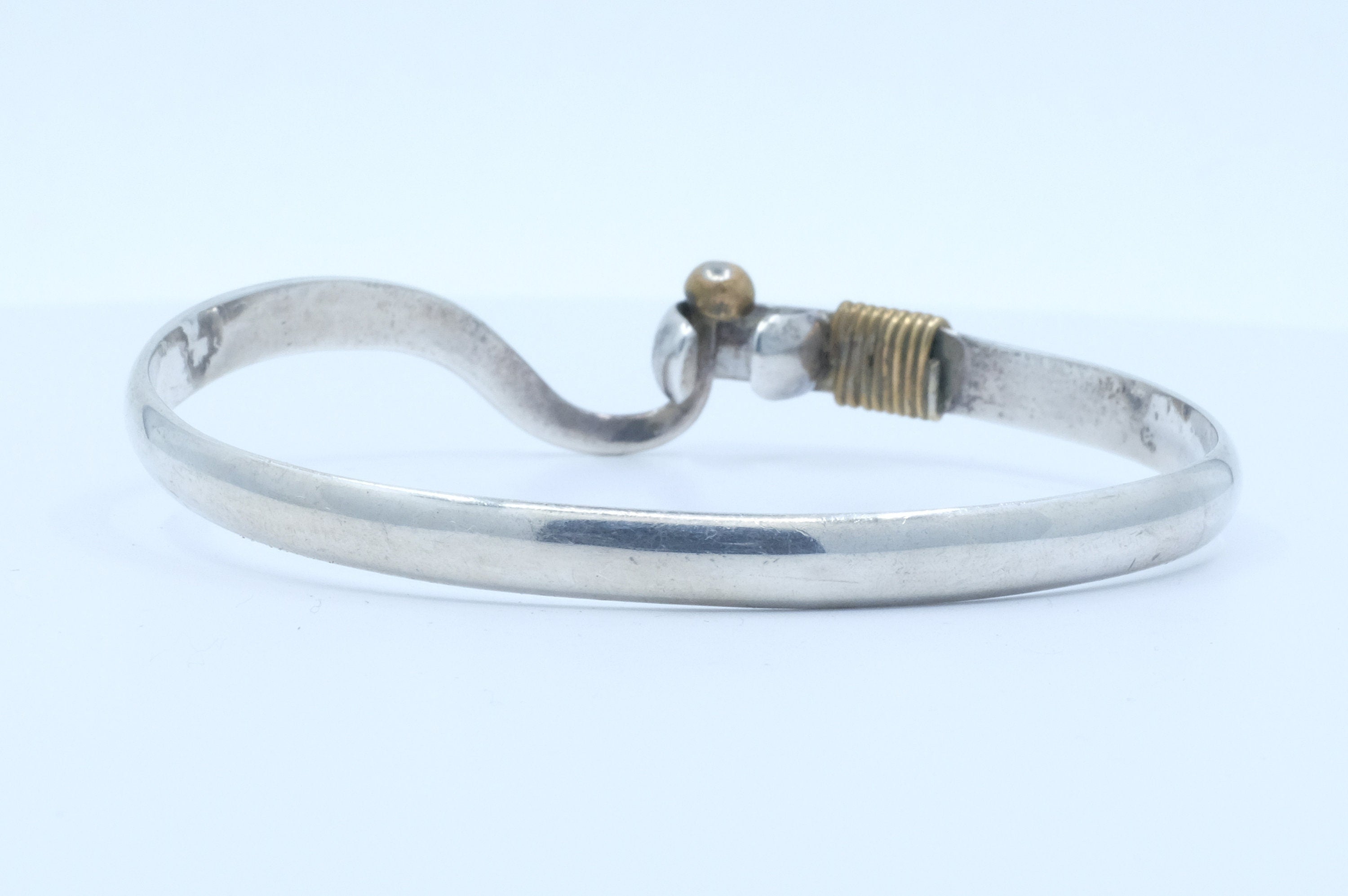 Sterling Silver and Brass Accented Bangle Bracelet