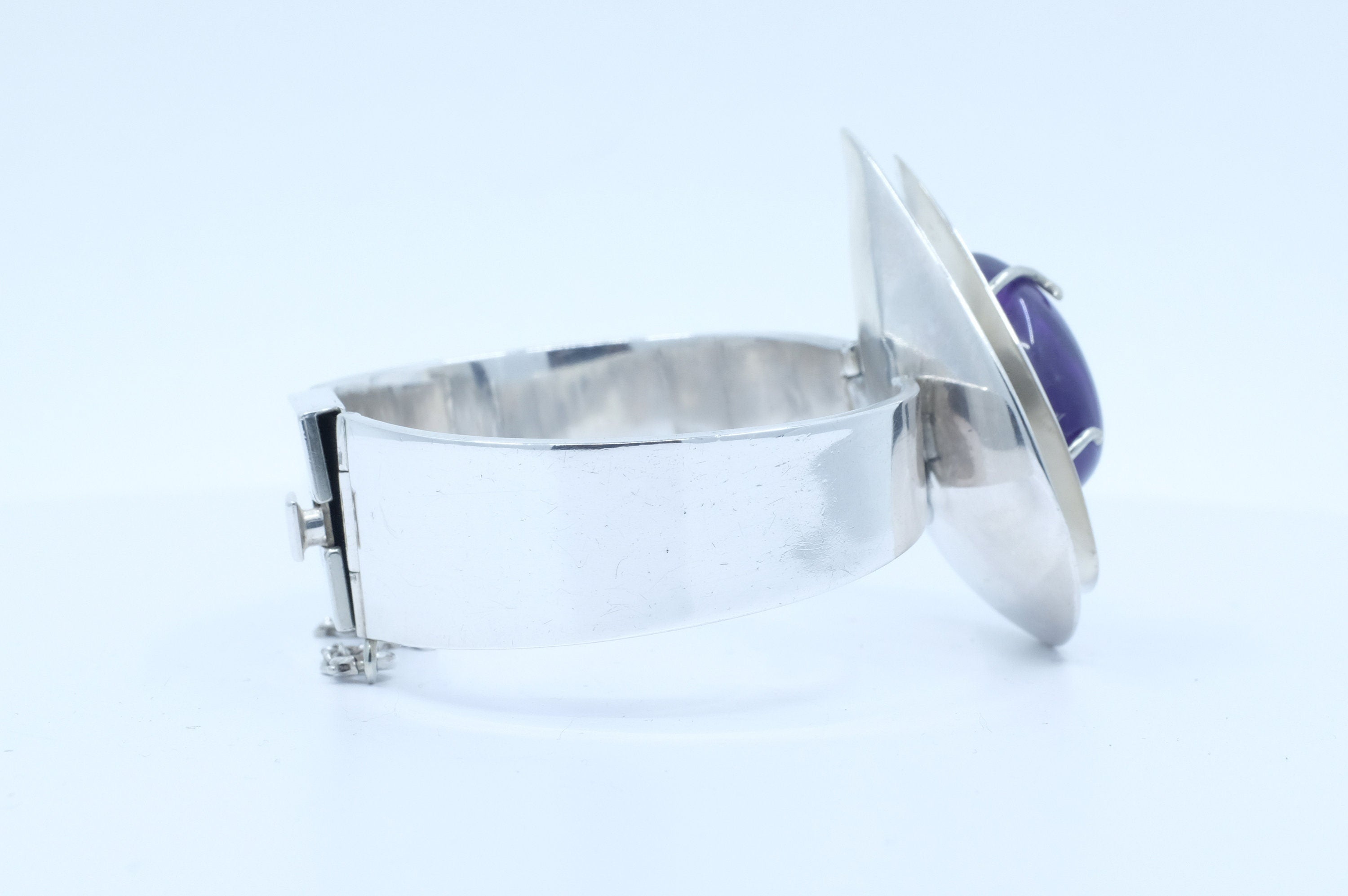 Sterling Silver Los Castillo Amethyst Bangle Bracelet