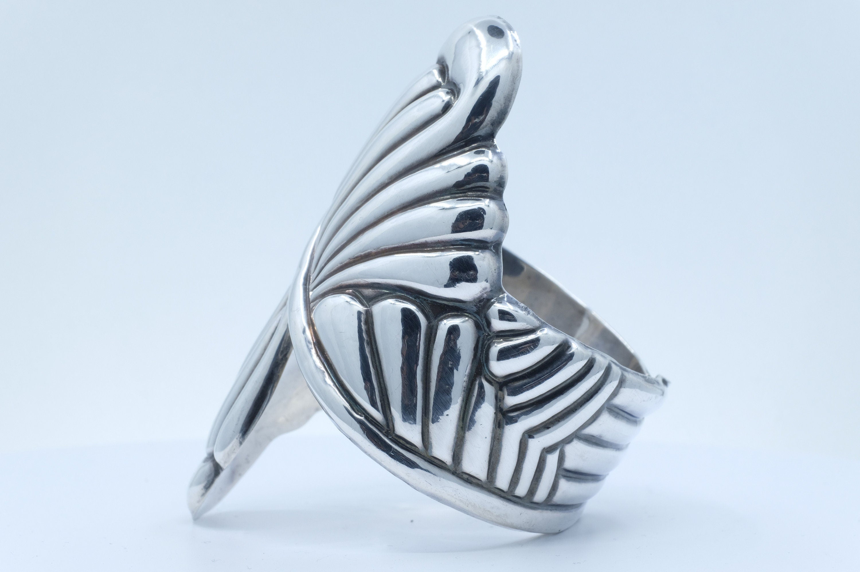 Sterling Silver Art Nouveau Clamper Bracelet