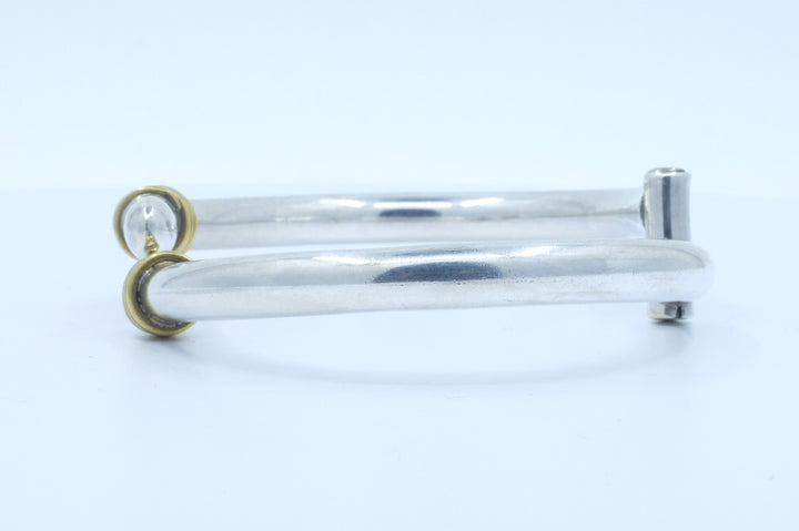 Sterling Silver and Brass Accented Hinged Bangle Bracelet