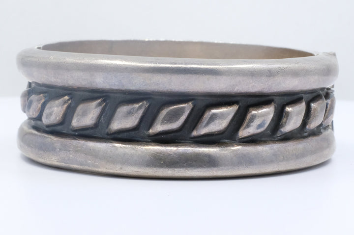 Sterling Silver Patinated Hinged Bangle Bracelet