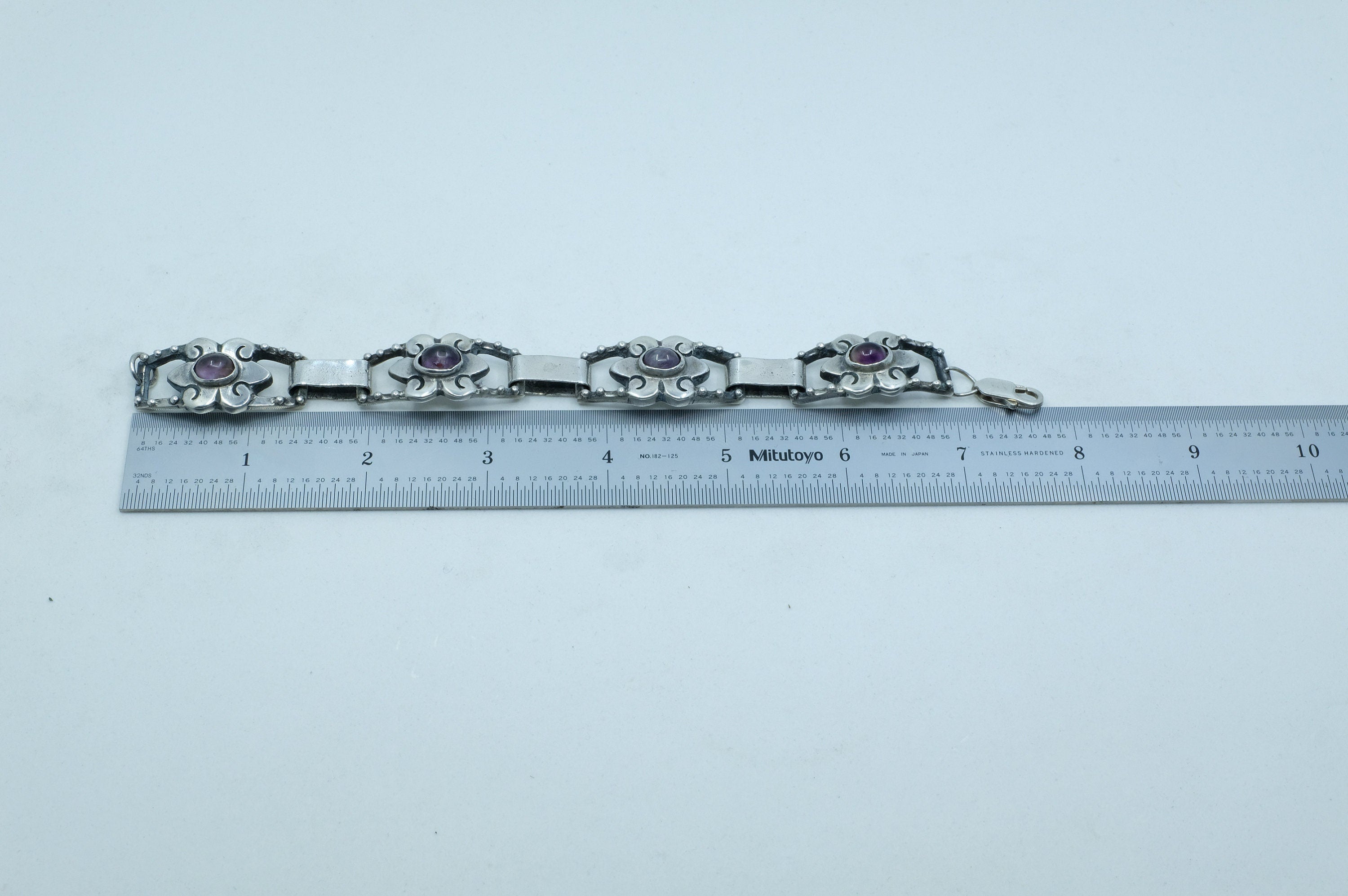 Silver Amethyst Panel Bracelet