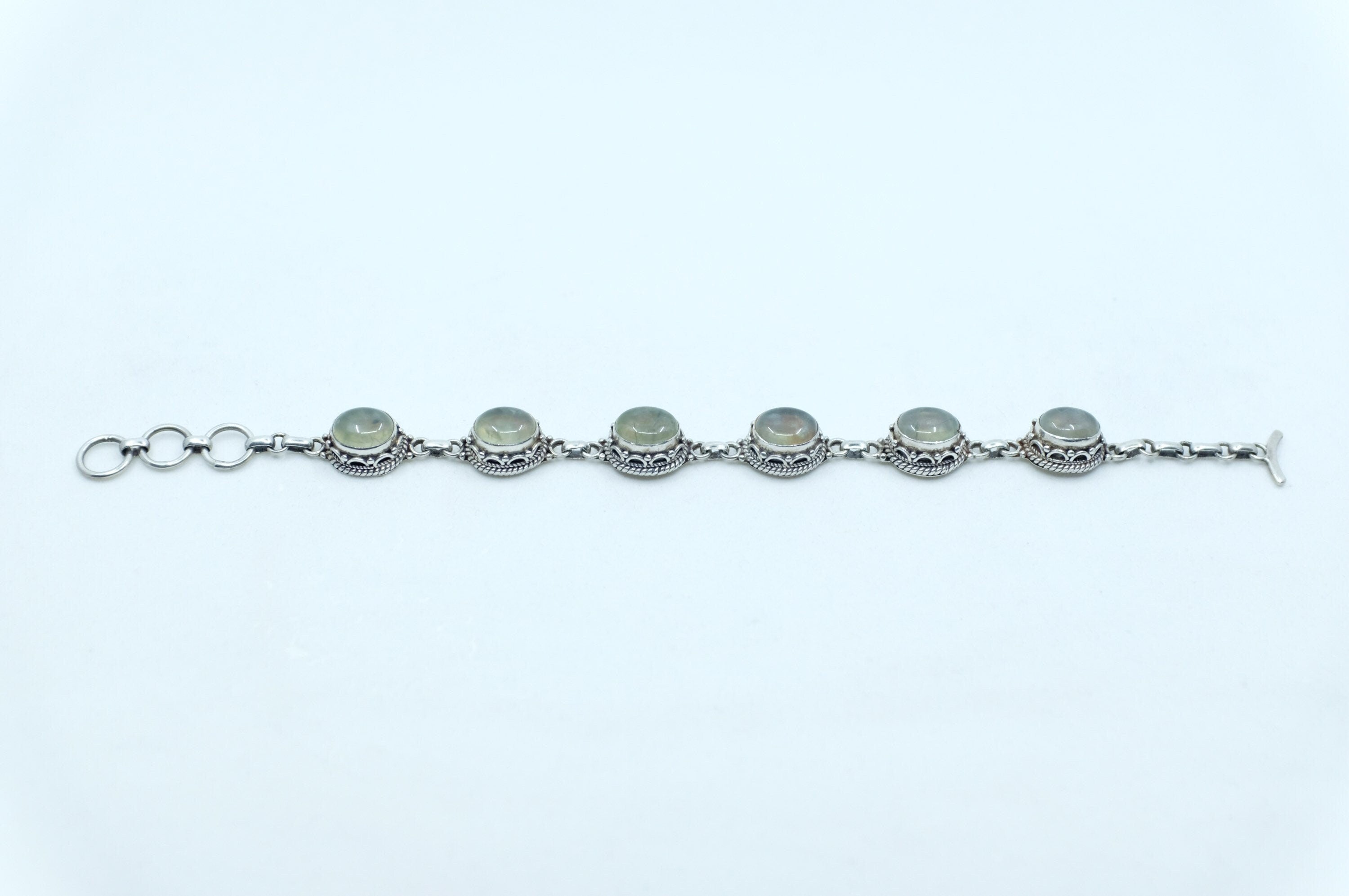 Sterling Silver Prehnite Tennis Bracelet