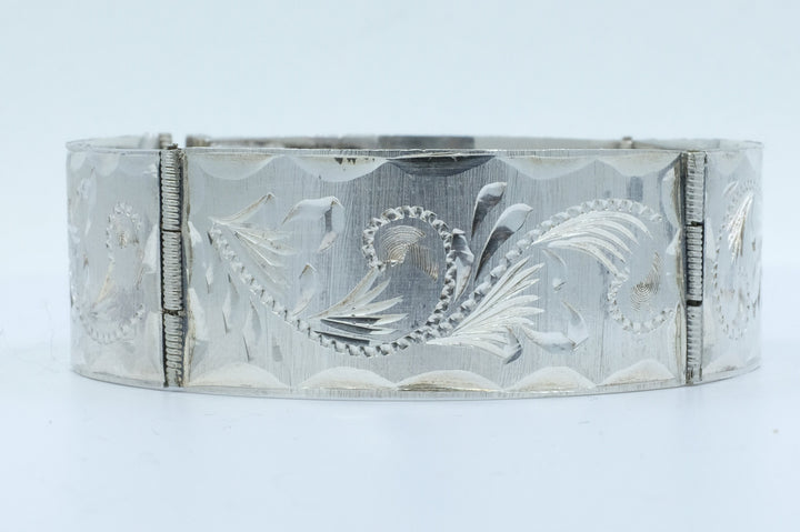 Sterling Silver Etched Panel Bracelet