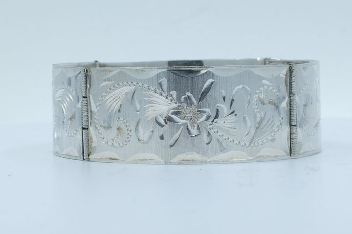 Sterling Silver Etched Panel Bracelet