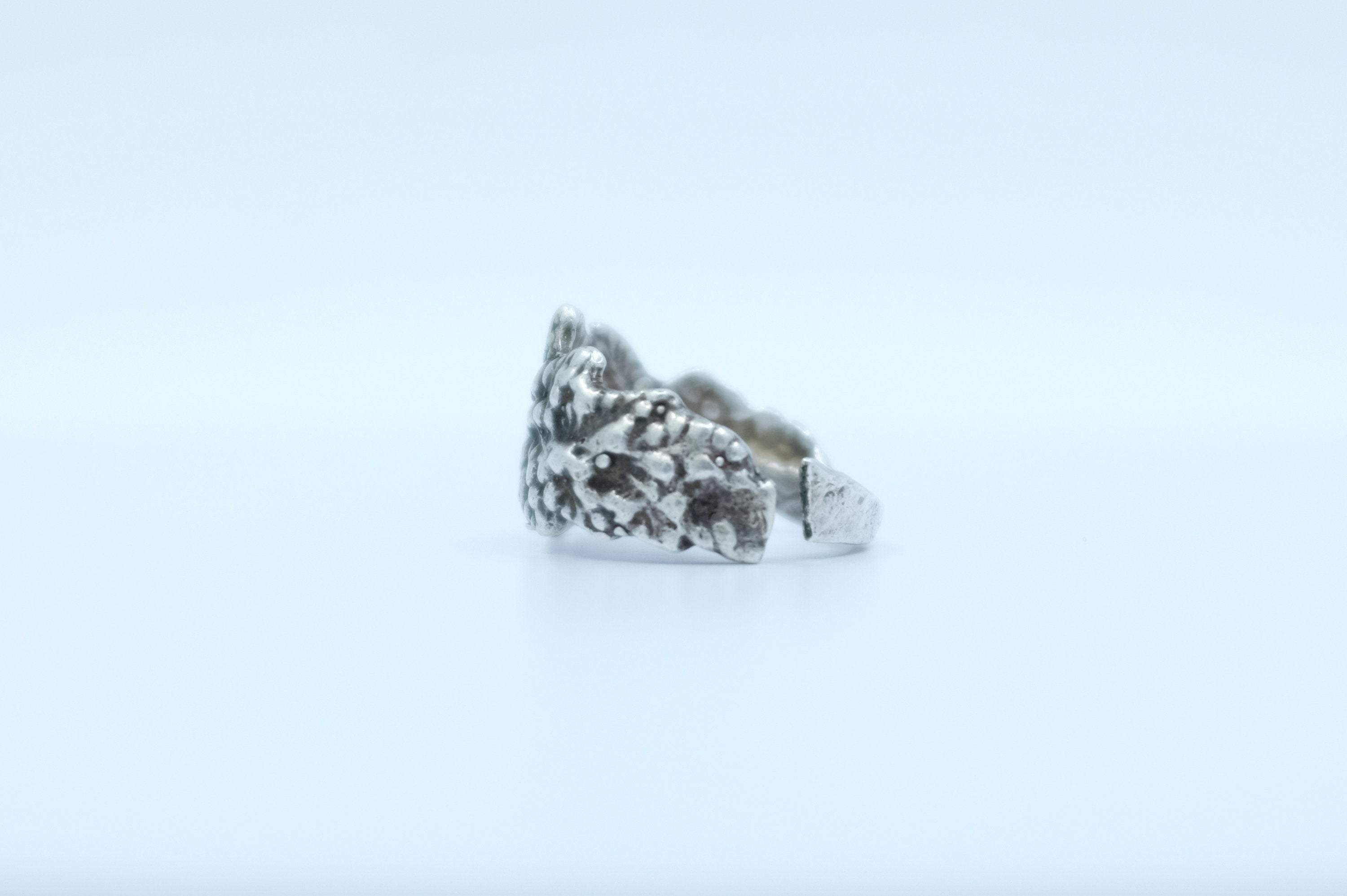 Sterling Silver Foliate Motif Spoon Ring