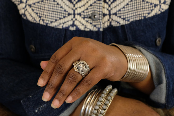 Sterling Silver Baroque Motif Spoon Ring