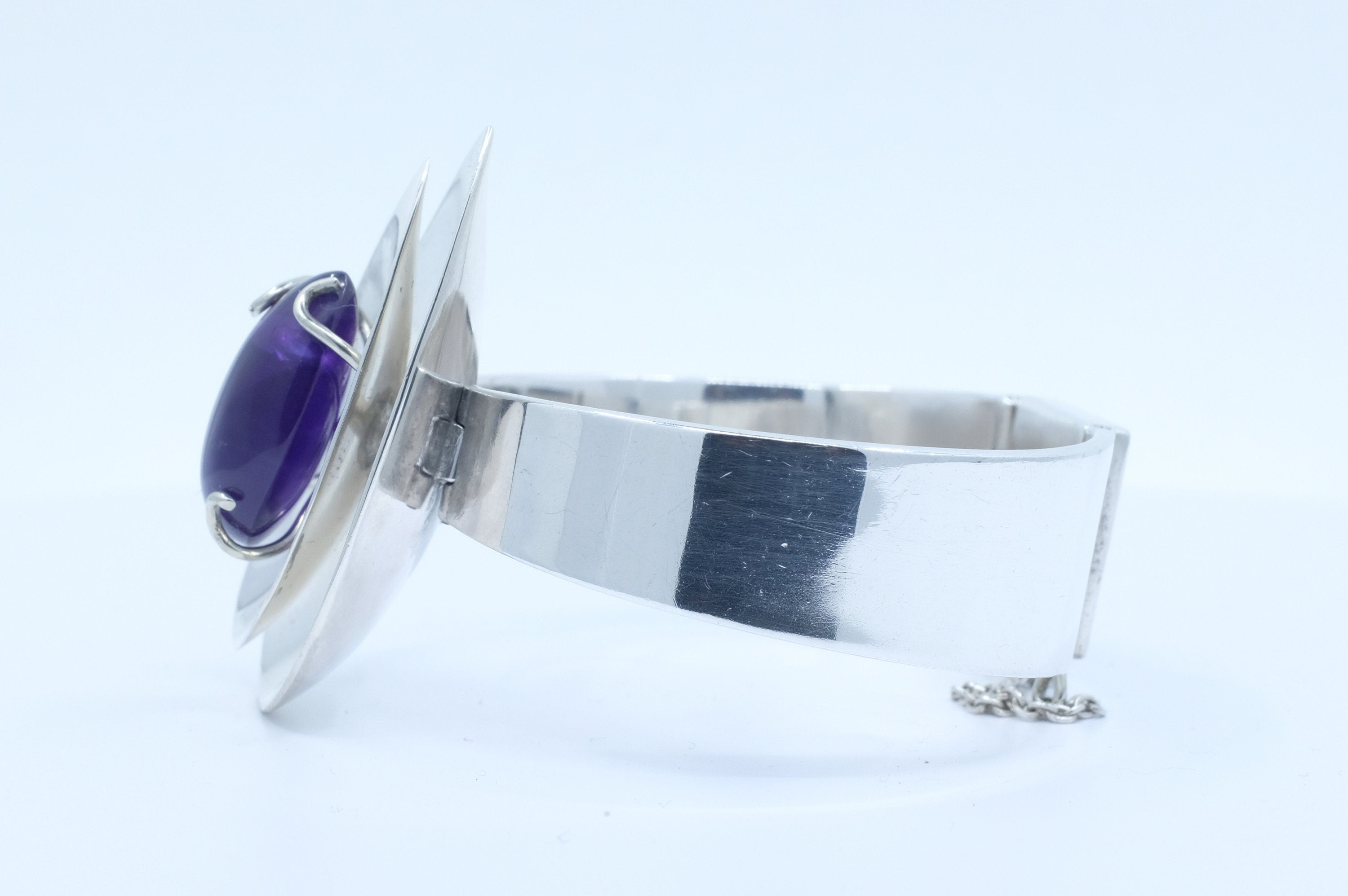 Sterling Silver Los Castillo Amethyst Bangle Bracelet