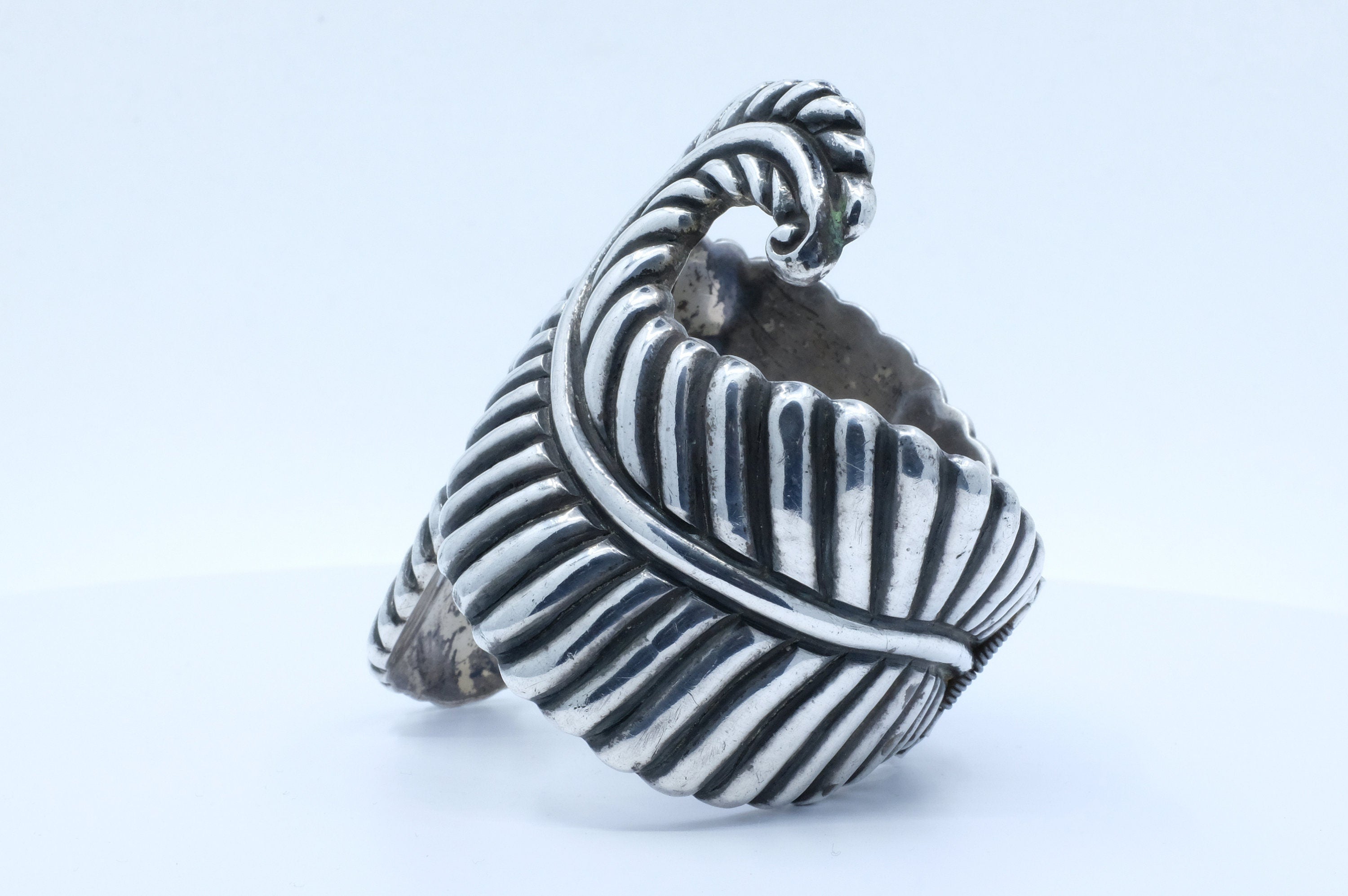 Sterling Silver Feather Clamper Bracelet