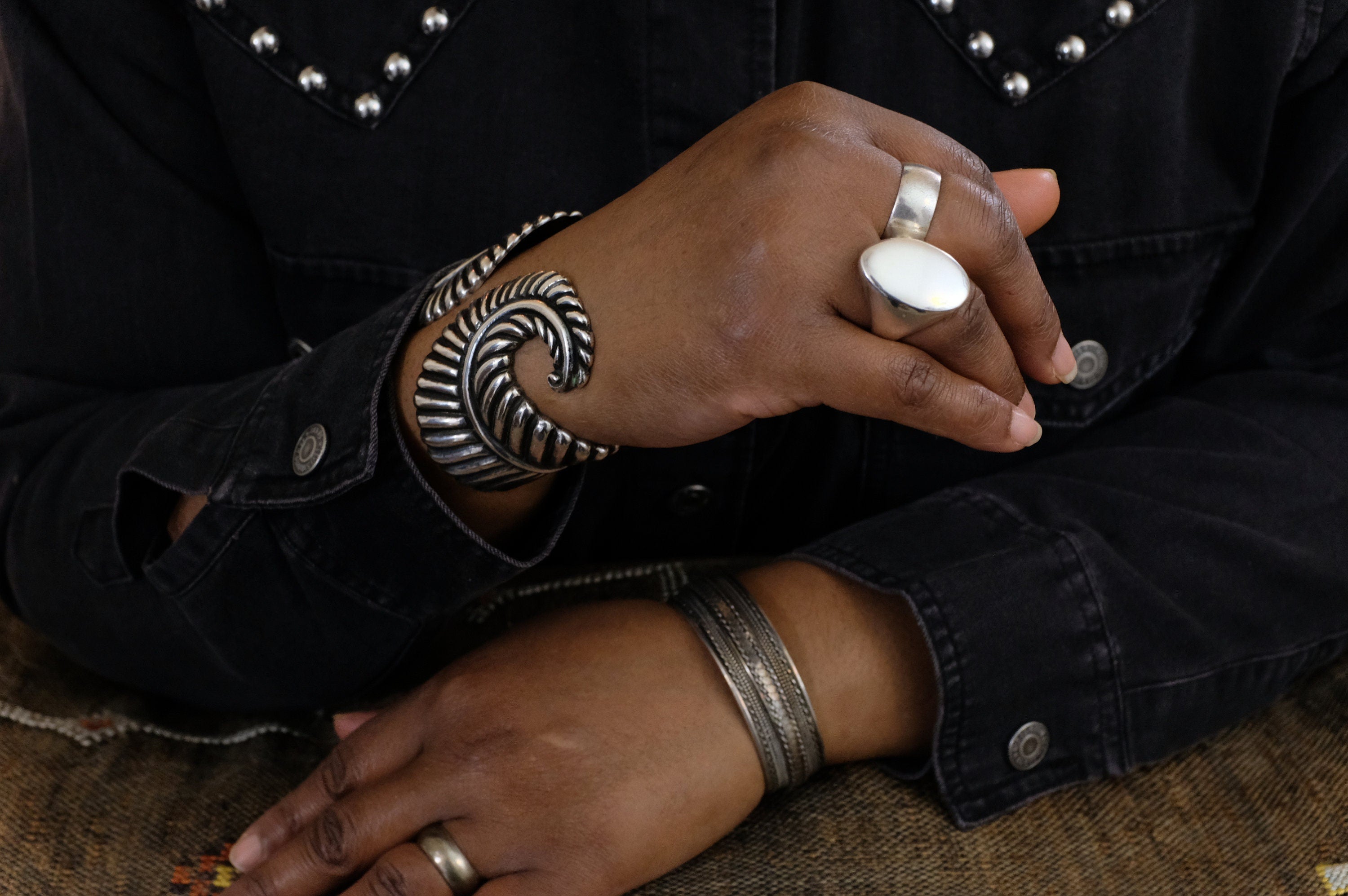 Sterling Silver Feather Clamper Bracelet