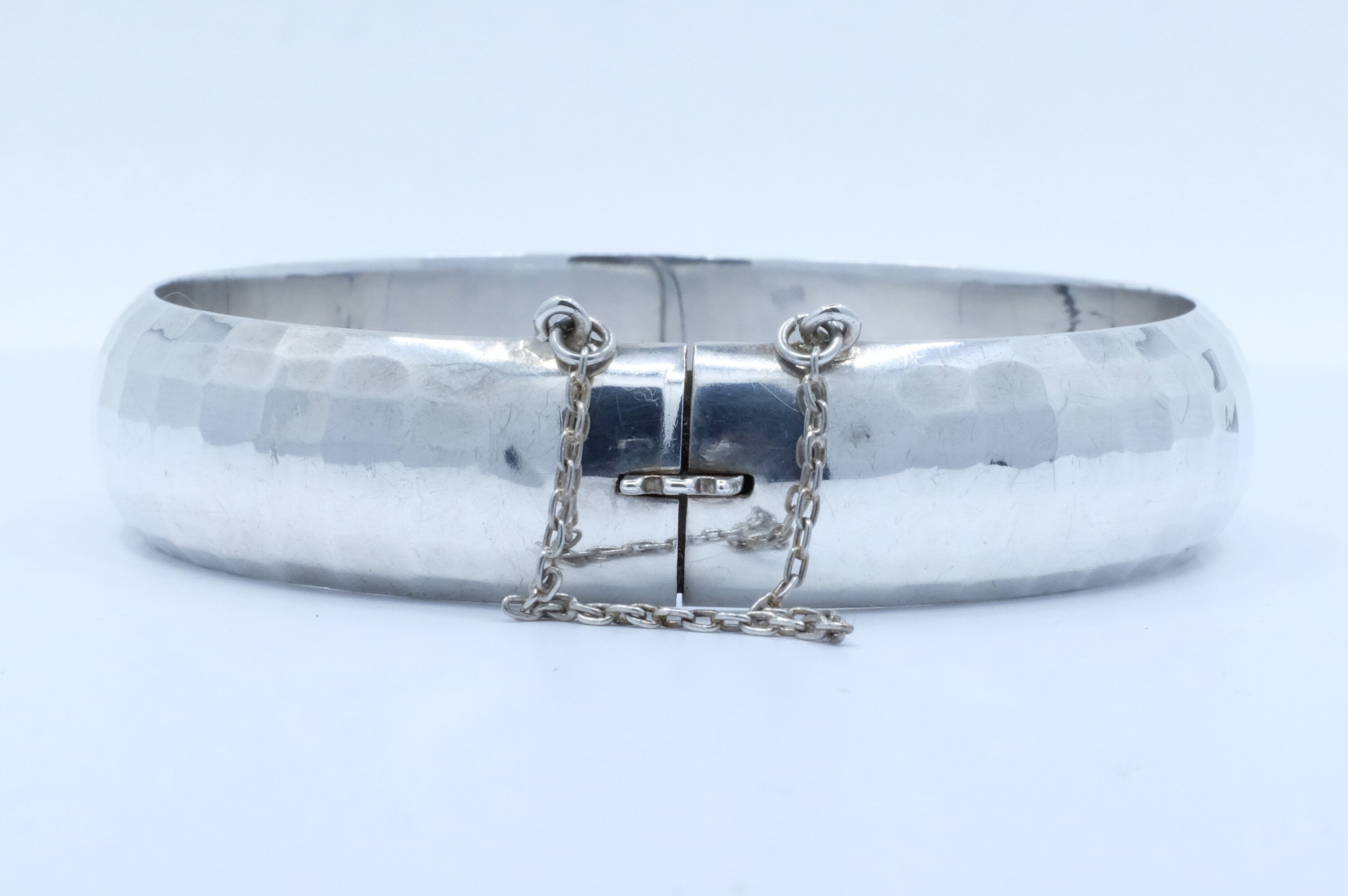 Sterling Silver Myriad Reflector Hinged Bangle Bracelet