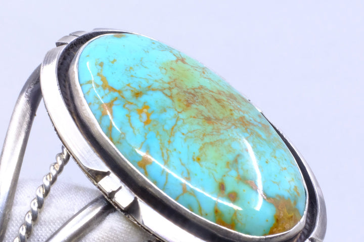 Sterling Silver Variegated Kingman Turquoise Augustine Largo Navajo Cuff Bracelet