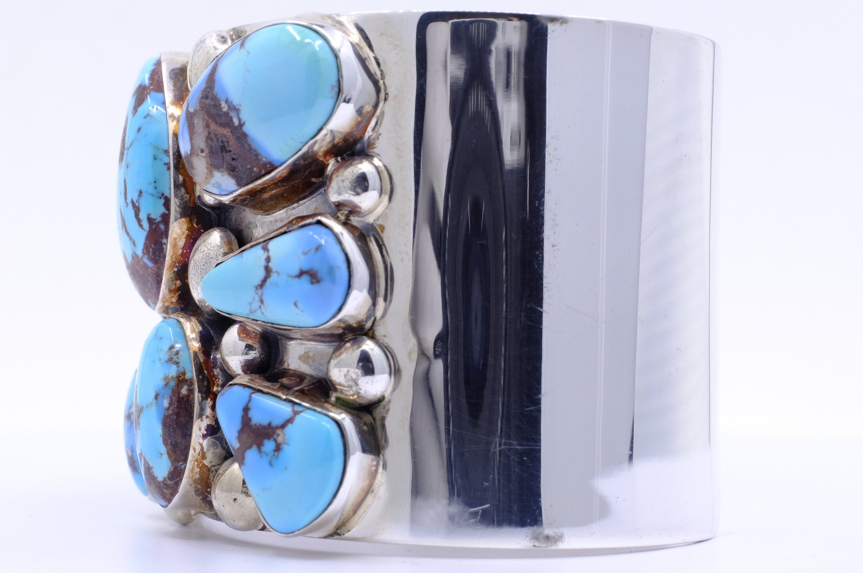 Sterling Silver Golden Hills Turquoise Leigha Cleveland Navajo Cuff Bracelet