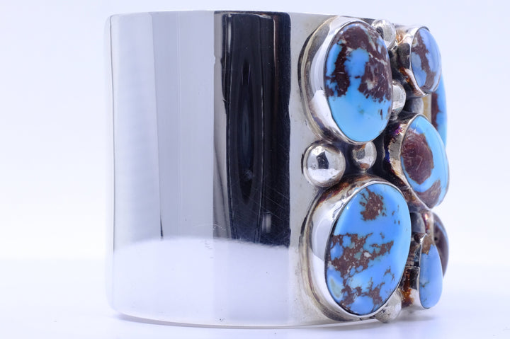 Sterling Silver Golden Hills Turquoise Leigha Cleveland Navajo Cuff Bracelet