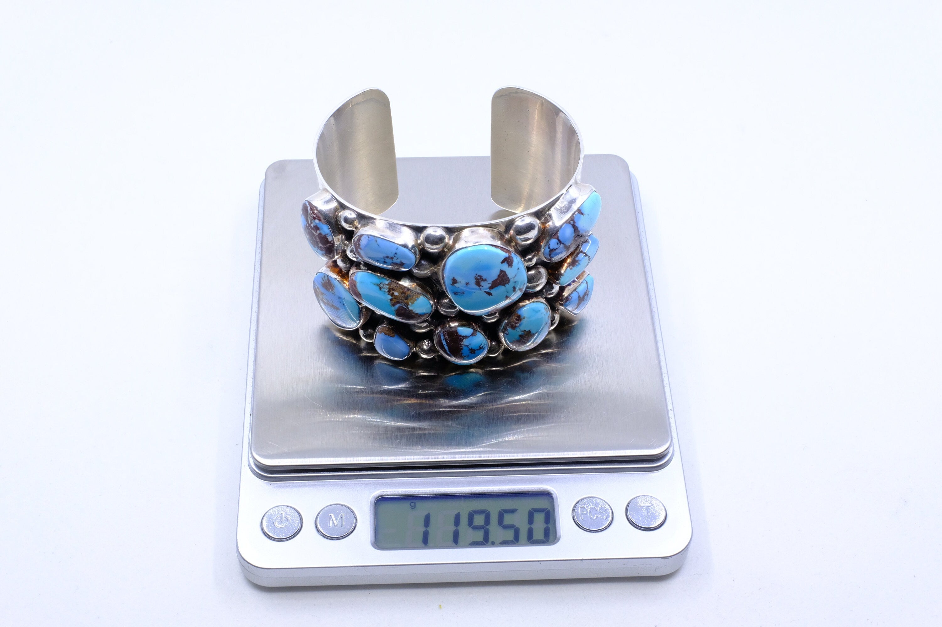 Sterling Silver Golden Hills Turquoise Leigha Cleveland Navajo Cuff Bracelet