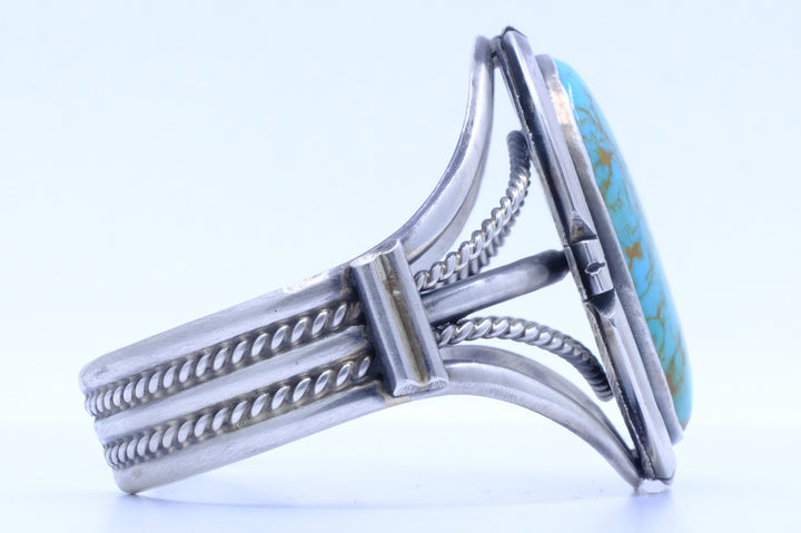 Sterling Silver Variegated Kingman Turquoise Augustine Largo Navajo Cuff Bracelet