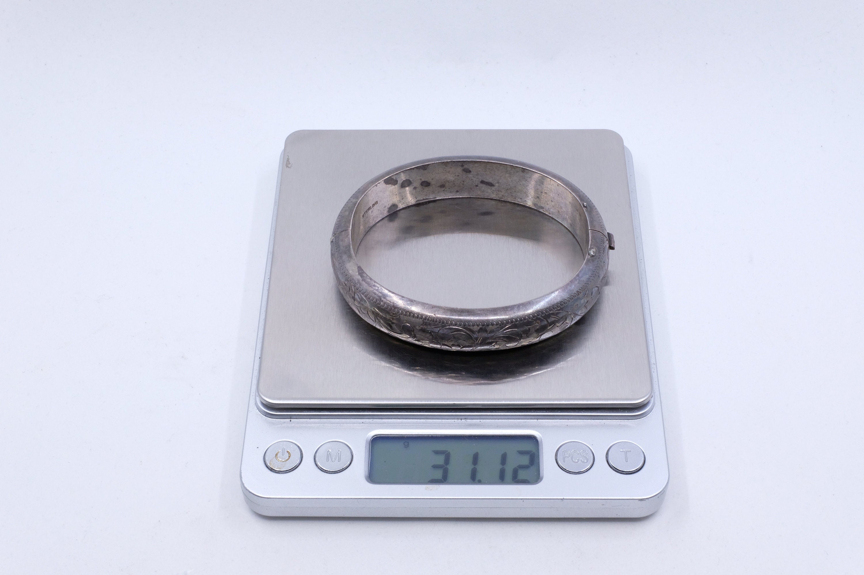 Sterling Silver Thai Hinged Bangle Bracelet