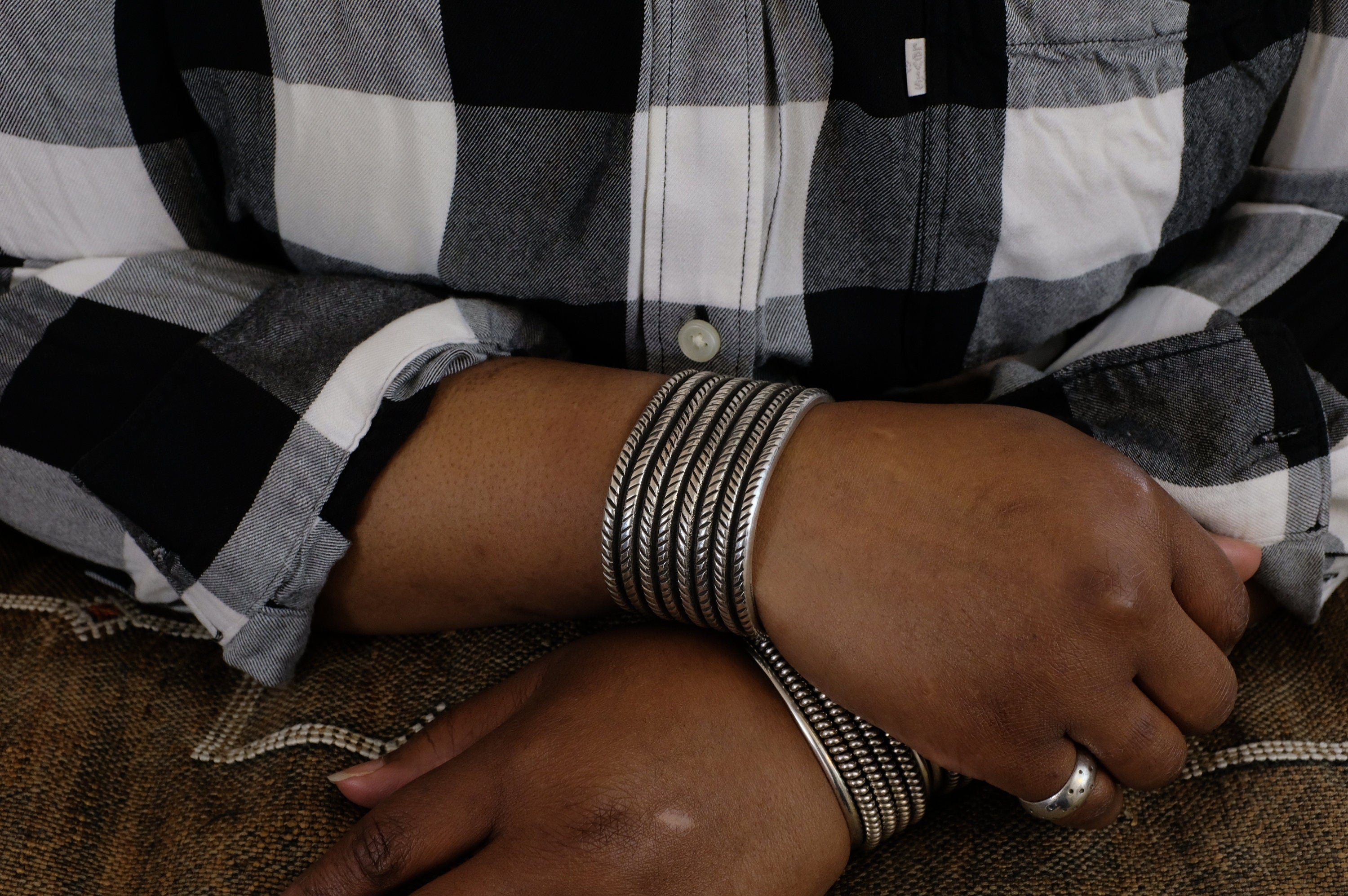 Sterling Silver Tufa Cast Aaron Anderson Navajo Cuff Bracelet