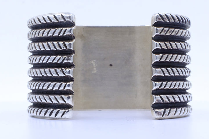 Sterling Silver Tufa Cast Aaron Anderson Navajo Cuff Bracelet