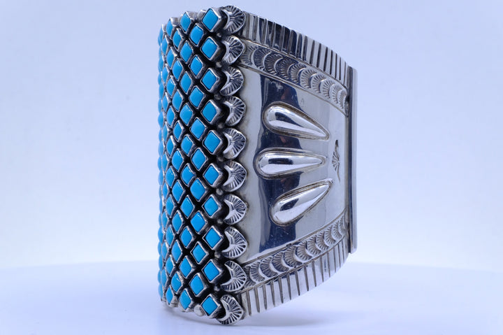 Sterling Silver Sleeping Beauty Turquoise Alice Lister Navajo Cuff Bracelet