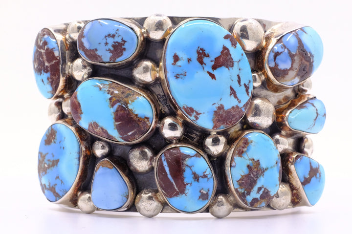 Sterling Silver Golden Hills Turquoise Leigha Cleveland Navajo Cuff Bracelet