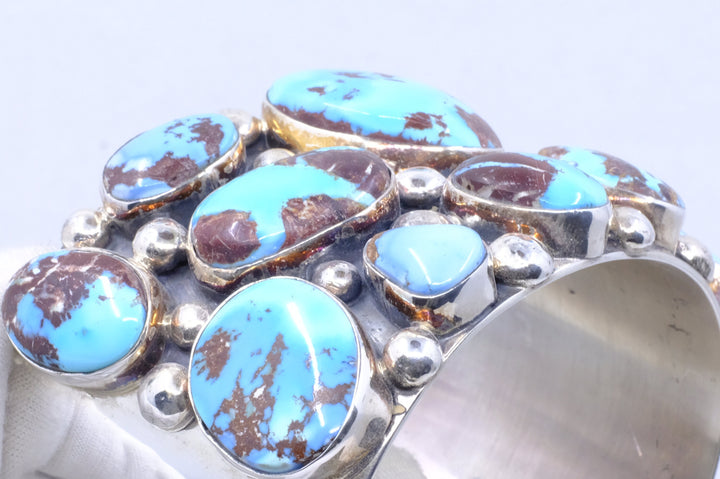 Sterling Silver Golden Hills Turquoise Leigha Cleveland Navajo Cuff Bracelet