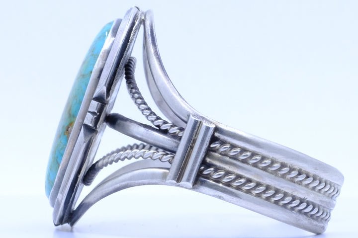 Sterling Silver Variegated Kingman Turquoise Augustine Largo Navajo Cuff Bracelet