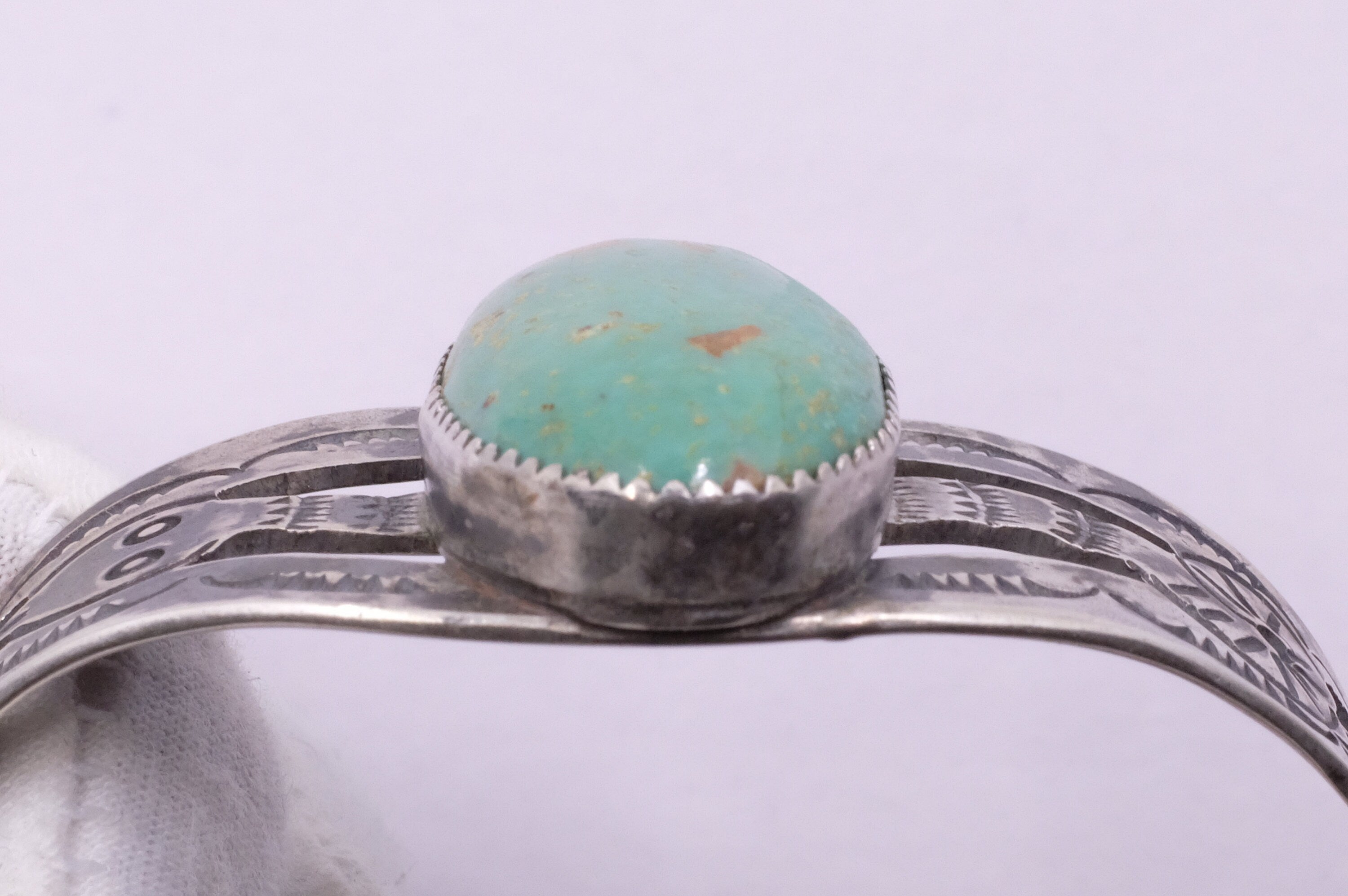 Sterling Silver Cerrillos Turquoise Fred Harvey Era Navajo Cuff Bracelet