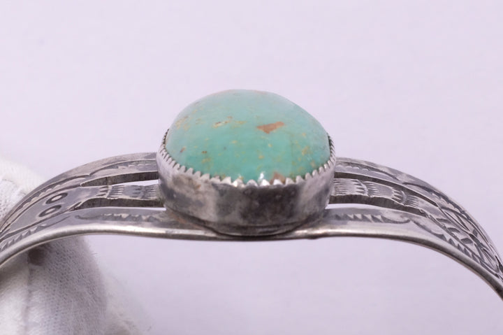 Sterling Silver Cerrillos Turquoise Fred Harvey Era Navajo Cuff Bracelet